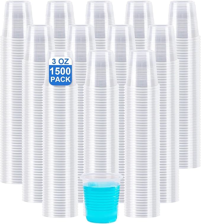 SIUQ 1500 Pack 3 oz Clear Plastic Cups, Disposable Bathroom Mouthwash Cups, Small Plastic Drinking Cup for Ice Tea, Tasting, Party, Picnic, BBQ, Travel and Event