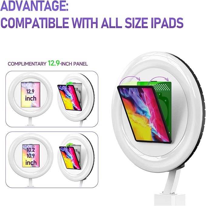 HARZHI Portable Photo Booth Compatible with Ipad, Photo Booth Shell Stand Stand Provide Chacktok Photo Booth Software for Party and Wedding, Free Custom Logo, Flight Case (Light Bar+White)