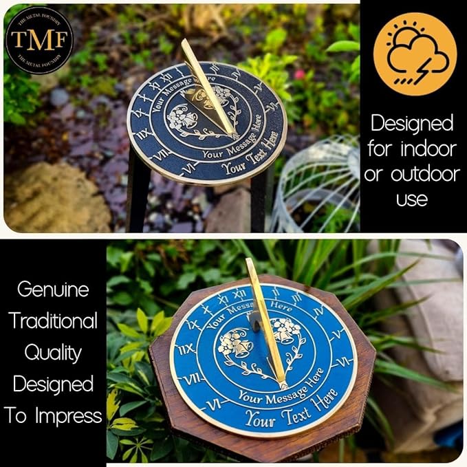 The Metal Foundry Personalized Large Sundial ‘What Love is’ - Heavy Duty Recycled Brass Home Decor Or Garden Present Idea Made in The UK for Parents, Grandparents, Friends, Couples