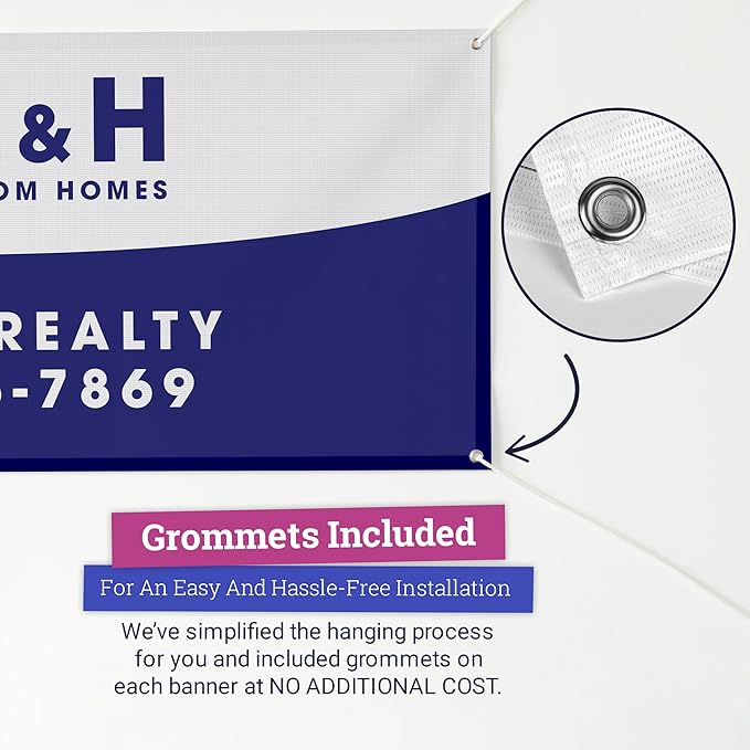 Personalized Mesh Banner – Printed Customizable 9oz Mesh Banner for Indoor and Outdoor Use (2'x8')