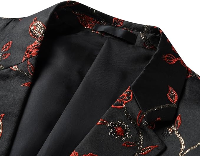 Cloudstyle Mens 2 Piece Floral Dress Suit One Button Dinner Tuxedo Jacket & Pants