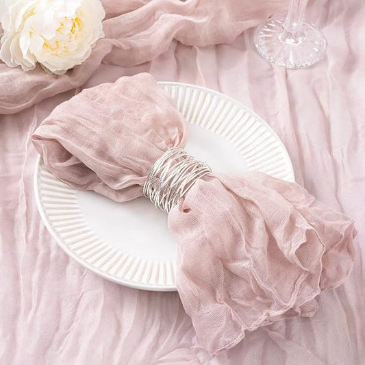 50 Pack Pink Cheesecloth Napkins Spring Cloth Napkins Set of 50 Pale Pink Dinner Napkins Bulk 21x21 Inches for Wedding Bridal Shower Baby Shower Valentine's Day