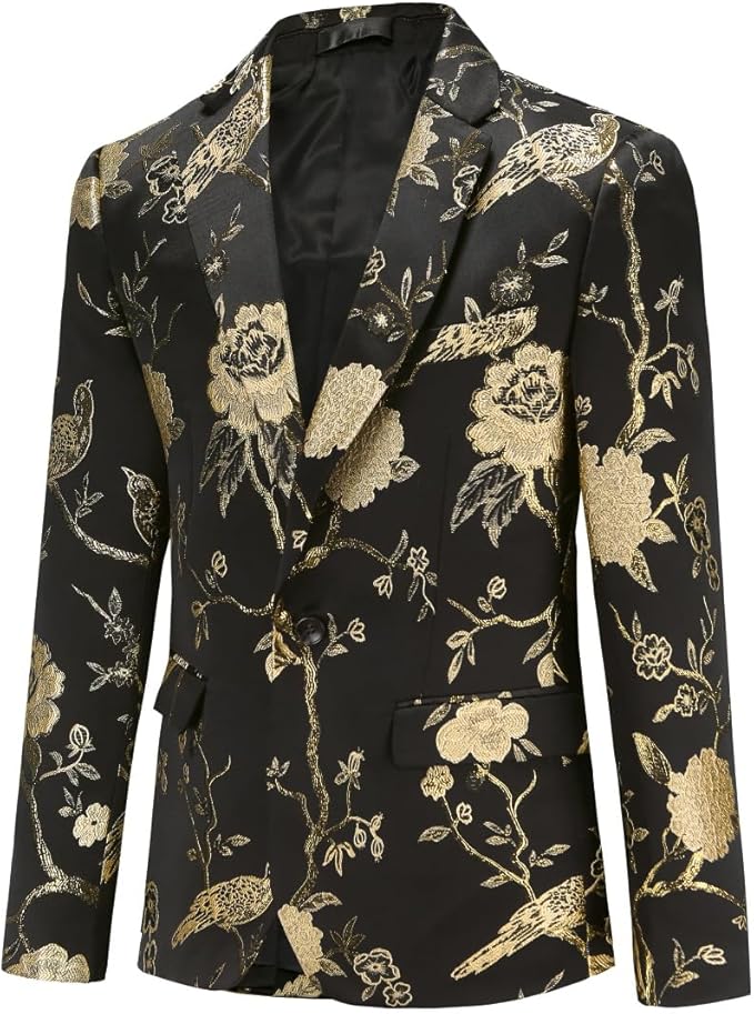 Cloudstyle Mens 2 Piece Floral Dress Suit One Button Dinner Tuxedo Jacket & Pants
