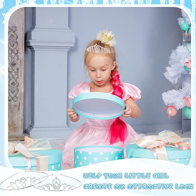 Cindeer 48 Pieces Girls Princess Crystal Tiara Crown, Silver Rhinestone Princess Crown, Tiaras for Girls Bulk Queen Tiara Headband Hair Jewelry for Women Kid Valentine Wedding Costume Birthday Party