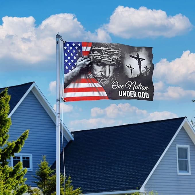 FLAGWIX 4x6 Patriot American Flags, One Nation Under God American Jesus Flag, Decorations For Home, Outside, Independence Day House Flag, Patriot Decorations - Outdoor Decor Flag with Grommets