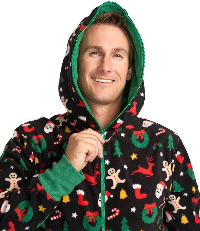 Tipsy Elves Christmas Onesies for Adults - Comfy Unisex Matching Holiday Jumpsuits with Convenient Pockets