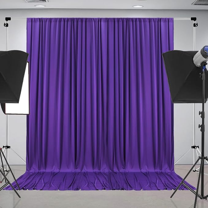 50ft x 10ft Wrinkle Free Purple Backdrop Curtains for Parties,Soft Silk Polyester Wedding Backdrop Drapes,10 Panels 5x10ft Photo Back Drop Curtain for Themed Birthday Party Photography Background