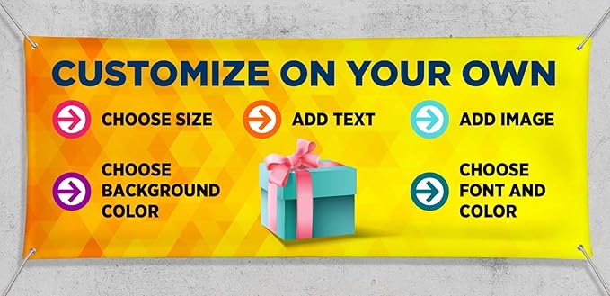 Customizable Vinyl Banner 4x6 - For Business, Graduation, Parties - Indoor & Outdoor Use - Full Color Personalized 13oz Sign with HD Printed Text and Photos