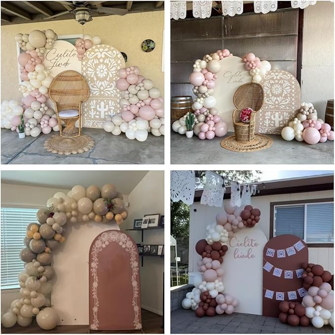 Beige Arch Backdrop Cover Birthday Party Baptism Cutie Baby Shower Arch Stand Spandex Covers Wedding Mexican First Fiesta Parties Decorations (4X7.2ft,G3450)