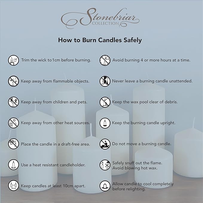 Stonebriar 80 Hour Long Burning Unscented Pillar Candles, 3x8, Ivory, 6 count