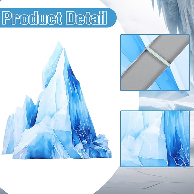 Thyle 3 Pieces Large Winter Iceberg Cardboard 24" 35" 39" Ice Birthday Party Supplies Cutout Standup Photo Booth Prop Backdrop Winter Wonderland Arctic Scene Baby Shower Favors