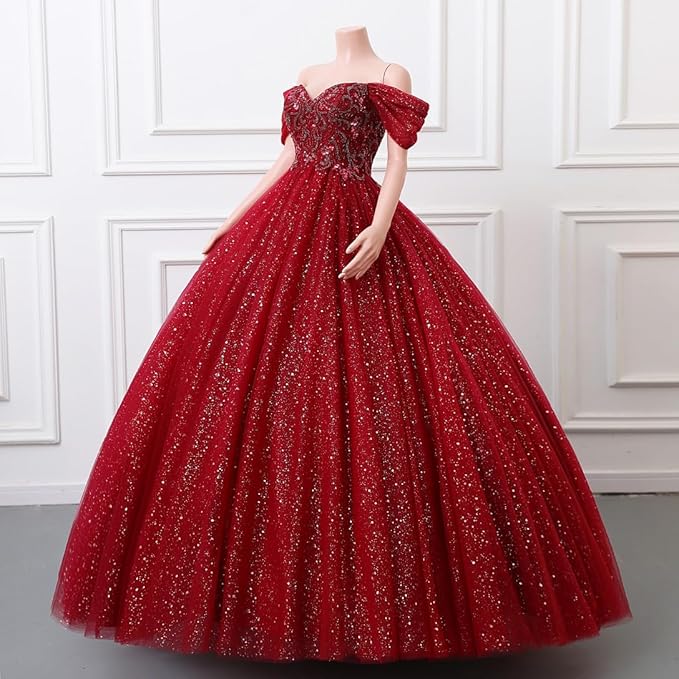 Engerla Women's Beading Sweetheart Ball Gown Tulle Layed Long Quinceanera Dress