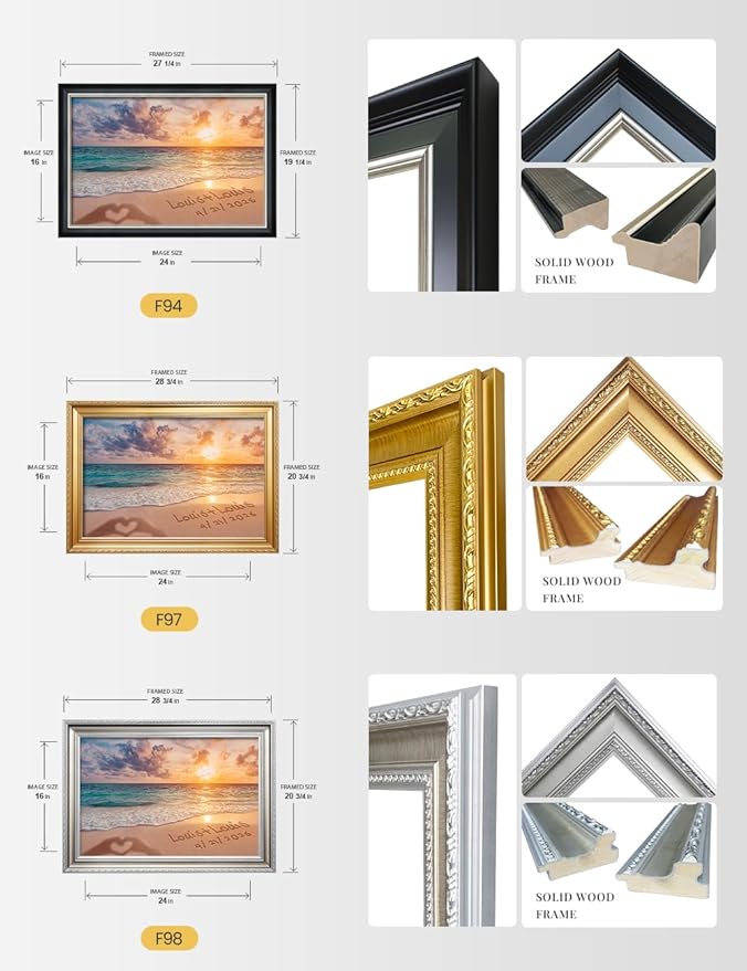 IPIC - "Forever Together Personalized Wall Art, Custom Beach Scene with with Solid Wood Frame, A Personalized Gift with Name and Date for Couple, Wedding, or Anniversary, Ready to Hang