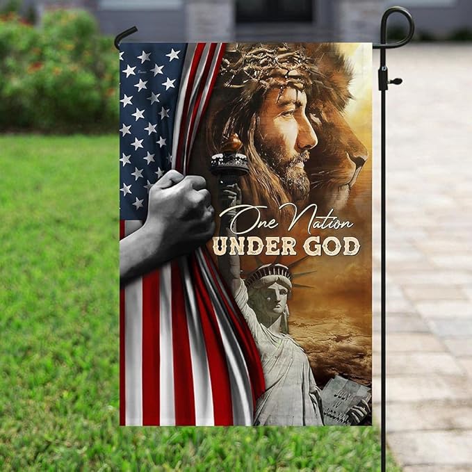 FLAGWIX Christian Patriot American Flags - Decorations For Home, Outside, House Flag 30x40 Decoration, Jesus Lion Double Sided Heavy Duty Canvas Indoor Outdoor Flags