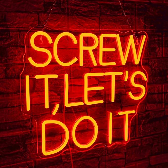 NOSUN Screw It Lets Do It LED Neon Signs for Wall Decor with Dimmable Red Light for Bedroom Light Up Sign for Home Dorm Wall Wedding Party Bar Room Neon Let's Do It Wall Decor