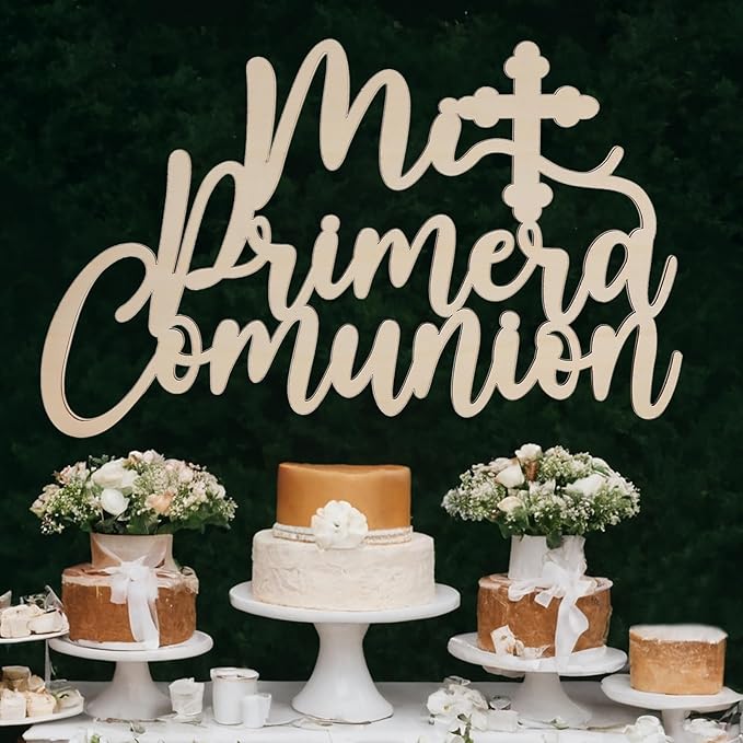 Mi Primera Comunión Wooden Sign - Baptism And First Communion Decoration, Religious Events Party Photo Booth Props, My Christening