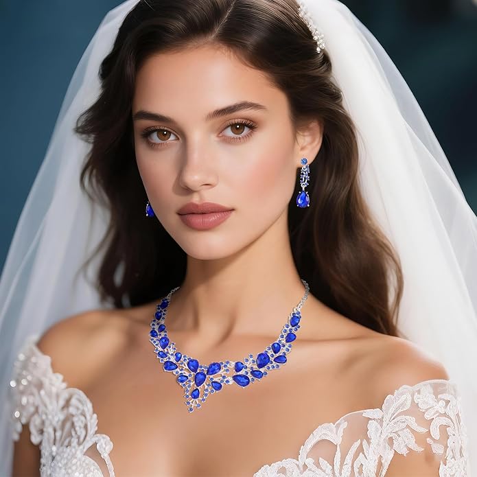 Kamirola Tiaras and Crowns for Women,Tiaras Earrings Necklace, Crystal Bridal Jewelry Set（TR83
