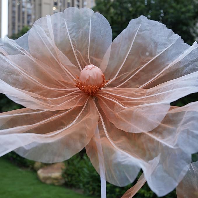 Giant Flowers for Decoration,Artificial Silk Flowers with Stand,Large Fake Floral Decor for Home Garden,Indoor Outdoor Party Birthday Wedding Backdrop (Gradient Champagne)
