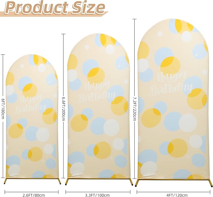 3-Piece Arch Cover Bundle – 7.2FT, 6.6FT & 6FT Stretch Spandex Backdrop Set – Wedding, Birthday & Photo Booth Arch Covers for Every Event
