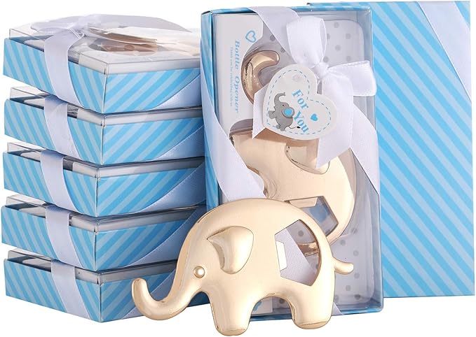 Pack of 36 Bottle Opener Baby Shower Party Favor for Guests Elephant Shaped Bottle Opener Baby Shower Favors Birthday Bridal Shower Souvenirs Wedding Favor Gift (Blue Elephant, 36)
