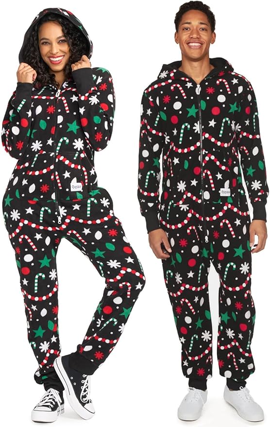 Tipsy Elves Christmas Onesies for Adults - Comfy Unisex Matching Holiday Jumpsuits with Convenient Pockets