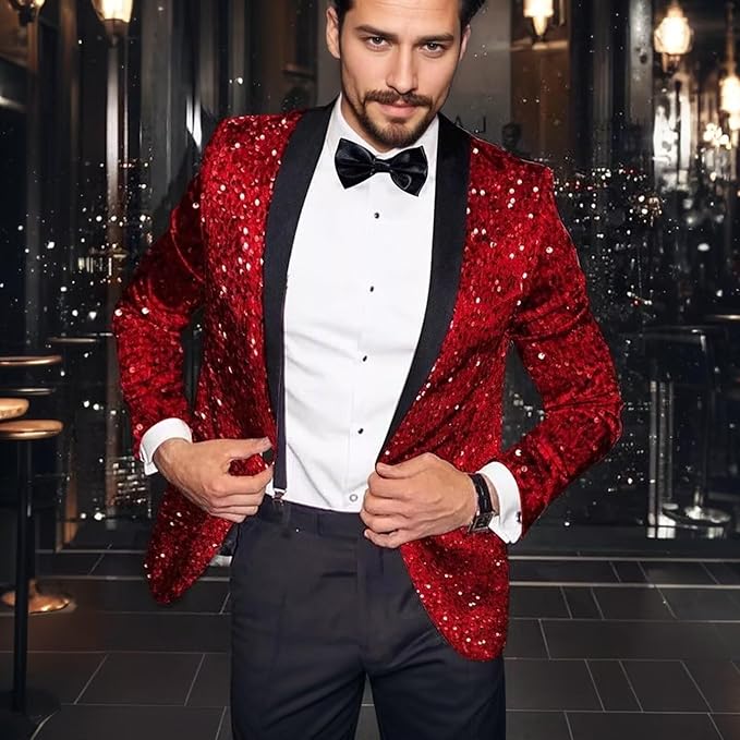 High-End Suits Sequins Men Tuxedo Sparkly Shawl Lapel Homecoming Suit Glitter 2 Pieces Party Prom Festival Blazer Pants