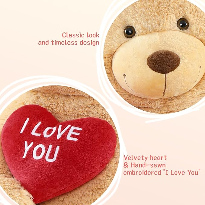 Tezituor Giant Teddy Bear 10ft Stuffed Animals - “I Love You”Red Heart Human Size 10 Feet Teddy Bear for Girlfriend,Boyfriend,Birthday,Anniversary,Valentines,Celebrations or Long Distance