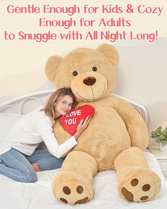 Tezituor Giant Teddy Bear 6ft Stuffed Animals - “I Love You”Red Heart Jumbo Human Size Teddy Bear for Girlfriend,Boyfriend,Wife,Lover-Birthday, Anniversary, Valentines, or Long Distance