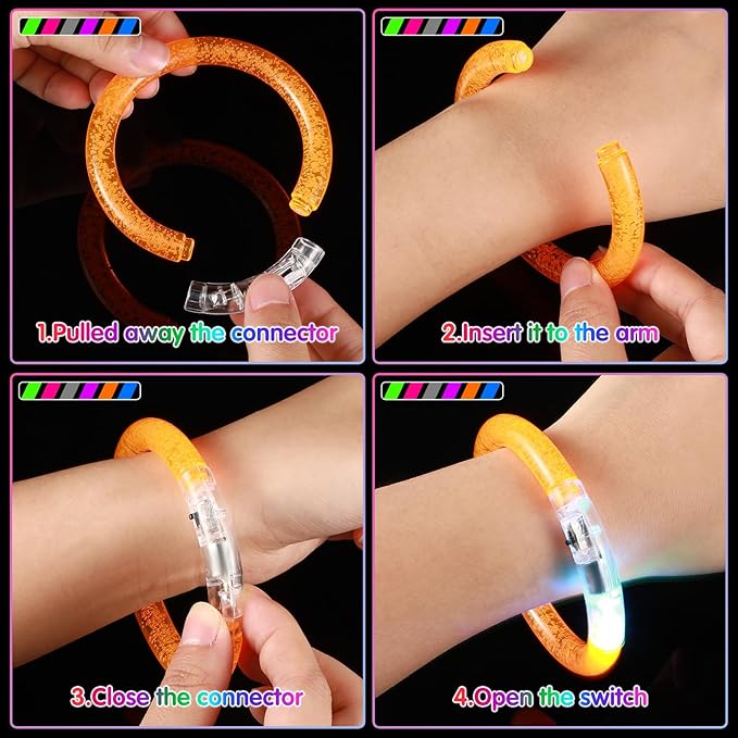 Honoson Glow in the Dark Party Supplies, Light up Glasses LED Bracelets, Neon Favor Flashing Bulk Gift for Adult