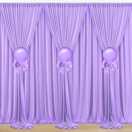 30 ft x 10 ft Wrinkle Free Lavender Backdrop Curtain for Parties, Polyester Light Purple Photo Backdrop Drapes 6 Panels 5x10ft for Baby Shower Photoshoot Wedding Birthday Party Photography Curtains