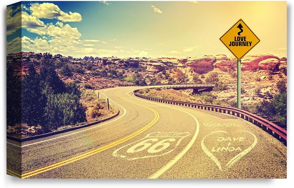 IPIC - Love Journey Personalized Canvas Print Artwork for Romantic Anniversary and Wedding gifts; 24x16