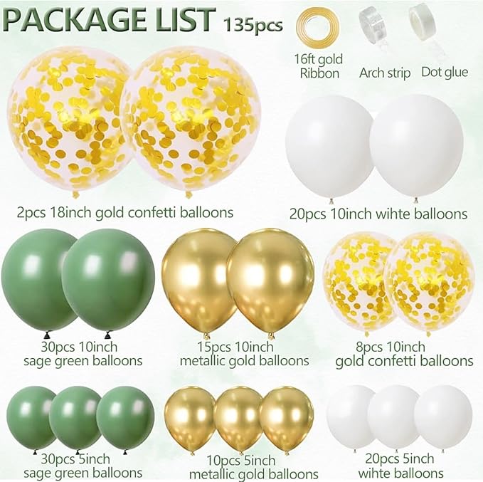 Sage Green 172pcs Gender Neutral Baby Shower Decorations - Boho Greenery Party Supplies with Oh Baby Backdrop, Tablecloth, Balloons, BABY Box, Welcome Banner