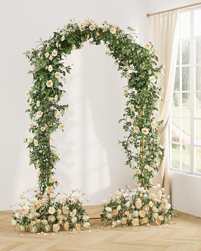 Wedding Arch, Metal Arch Backdrop Stand, Balloon Arch Stand Wedding Frame for Ceremony Decoration (Gold, 7.2FT Arch Backdrop)
