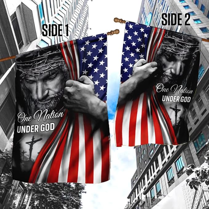 FLAGWIX Christian Patriot American Flags, One Nation Under God - 4th of July Decorations for Home, Outside, Indoor Outdoor Flag, House Flag 30x40 - Double Sided, Heavy Duty Canvas, Fade Resistant