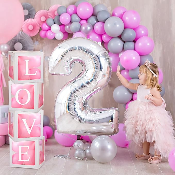 Thyle 12 Pcs Transparent Balloon Boxes Clear Balloon Boxes with 99 Letters for Baby Shower Gender Reveal Grad Birthday Party Bridal Wedding Anniversary Backdrop Decoration (White)