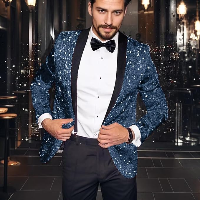 High-End Suits Sequins Men Tuxedo Sparkly Shawl Lapel Homecoming Suit Glitter 2 Pieces Party Prom Festival Blazer Pants