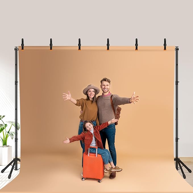 JSungo 10x6.5 FT Backdrop Stand for Parties, Adjustable Photo Backdrop Stand Kit with Carrying Bag, Portable Background Stand Backdrop for Wedding, Photoshoot, and Photo Studio