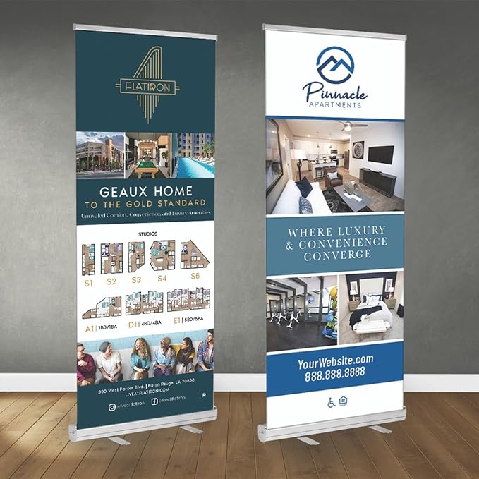Personalized Custom Aluminum Retractable Banner 23.6''x63", Aluminum Retractable Roll up Banner Stand Conference Display Trade Show Promotion Sign with Stand and Travel case for Business, Trade Shows, Stores, Advertising, Events (Full Color, 23 in. x 6...