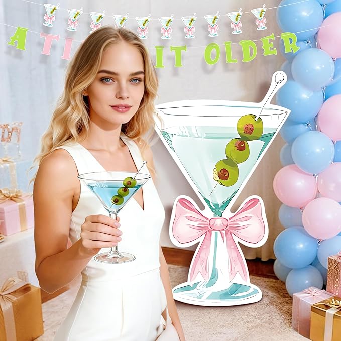 Large Martini Cardboard Cutouts, 30×47Inch Party Cardboard Cutout, Martini Party Decorations for Bachelorette Party Supplies Wedding Shower Birthday & 21st Legal Drinking Party Decor for Girls Women