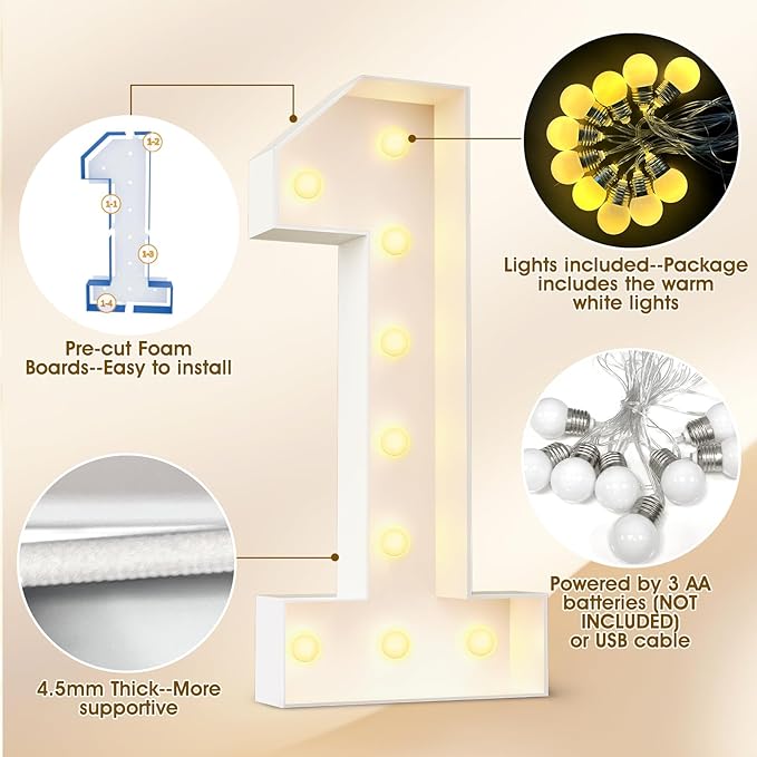 Ledido 4FT Marquee Light Up Letters A, Easy to Assemble Marquee Letters 4 Feet Tall for Indoor & Outdoor Events, Large Lighted Letter for Birthday Graduation Baby Shower Anniversary Party Decorations