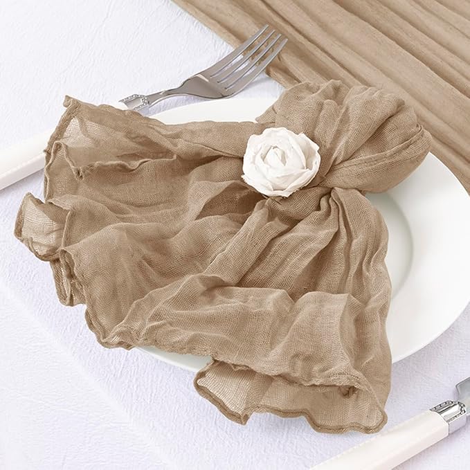 50 Pack Nude Cheesecloth Napkins Spring Cloth Napkins Set of 50 Coffee Dinner Napkins Bulk 21x21 Inches for Wedding Bridal Shower Baby Shower Valentine's Day