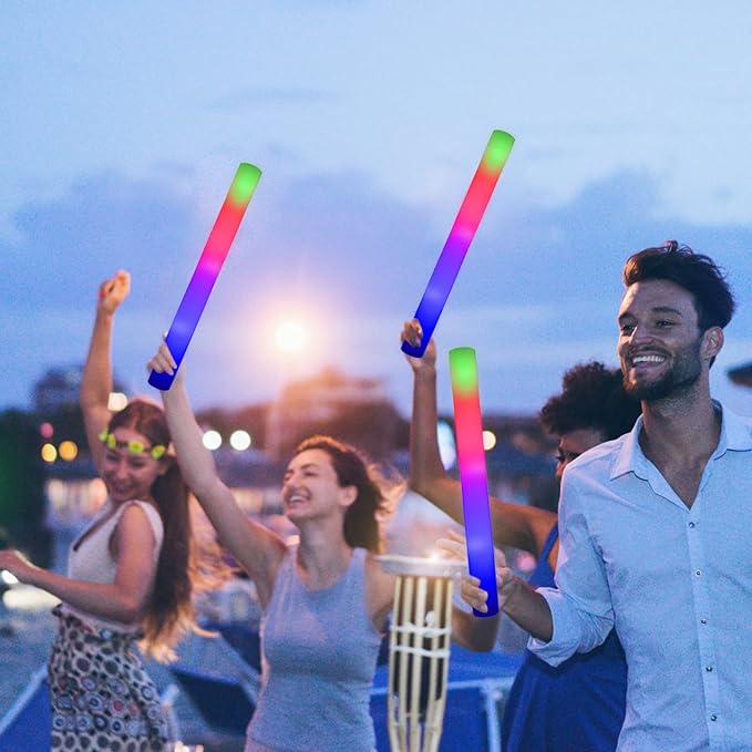 LifBetter Light Up Glow Sticks Bulk, LED Foam Sticks 118 pcs Glow in The Dark with 3 Modes Flashing Led Foam Multicolor Batons Light up Party Favors for Birthdays, Weddings, Concerts, Festivals