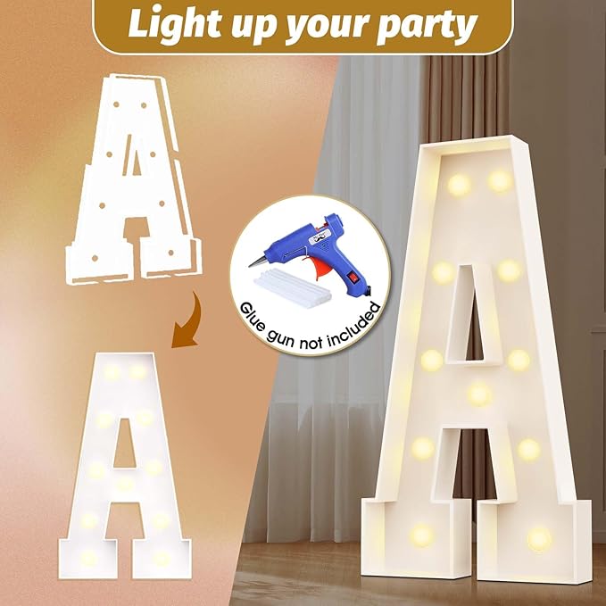 Ledido 4FT Marquee Light Up Letters A, Easy to Assemble Marquee Letters 4 Feet Tall for Indoor & Outdoor Events, Large Lighted Letter for Birthday Graduation Baby Shower Anniversary Party Decorations