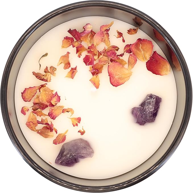 Release Aromatherapy Candle – Cannabis & Rose Scent with Amethyst Crystals – Hand-Poured Soy Candle for Stress Relief, Relaxation & Mindfulness by Manifest Apothecary-Purple (Release)