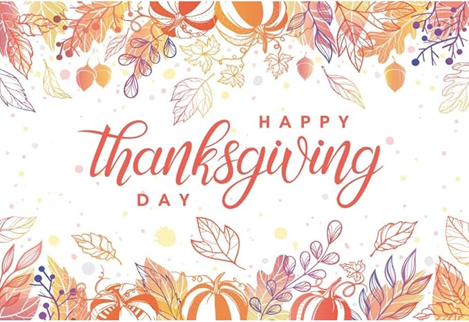 10x8ft Happy Thanksgiving Day Photography Backdrop Thanksgiving Day Party Background Leaf Pumpkin Filbert Thankgiving Party Banner Wallpaper Thanksgiving Photo Studio Props