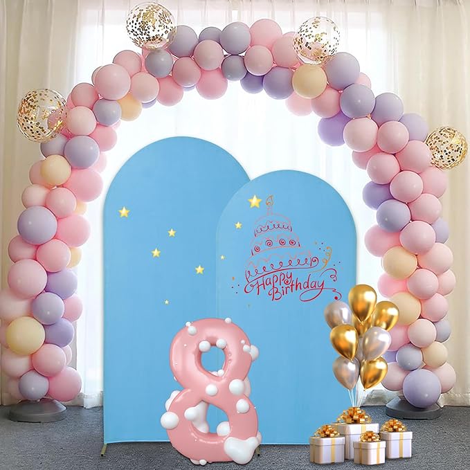 Wedding Arch & Cover Set, Metal Arch Backdrop Stand for Birthday, Baby Shower, Anniversary