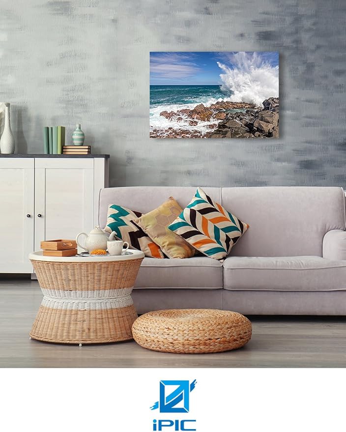 IPIC - Waves Crashing at Queen's Bath, Kauai, Hawaii. Personalized Artwork with Names and Date on, Customized Gift for Anniversary,Wedding,Birthday and Holidays. 24x16