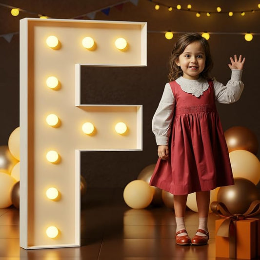 Marquee Letters 4 Feet Tall Large Light Up Letters F Happy Birthday Decorations Marry Me Engagement Party Decor Yellow Light Birthday Decorations Balloon Arch Kit Foam Sign F