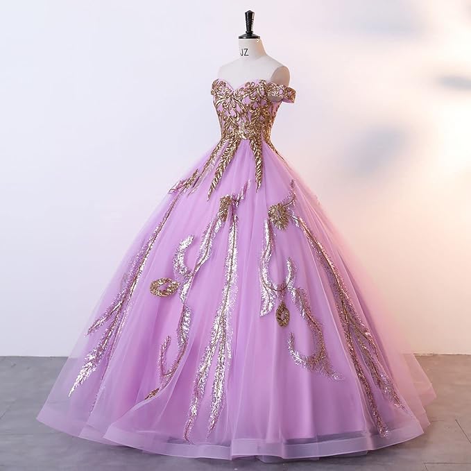 Engerla Women's Beading Sweetheart Ball Gown Tulle Layed Long Quinceanera Dress