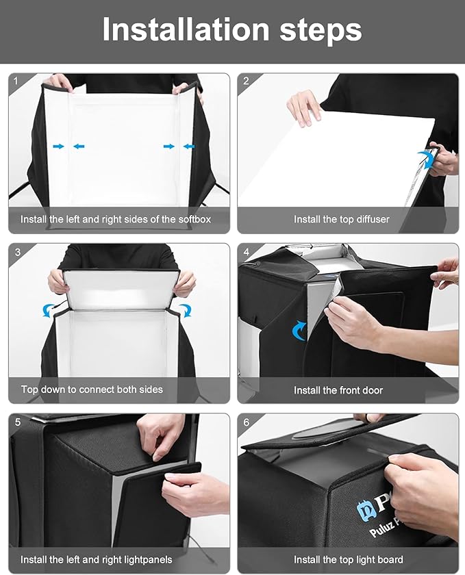 PULUZ Photo Studio Light Box 16'' x 16'' x 16'' Portable Foldable Photo Tent Light Box 24W Professional Studio Shooting Tent Soft Box with Carry Bag and 4 Color Backdrops (Black, Orange, White, Green)
